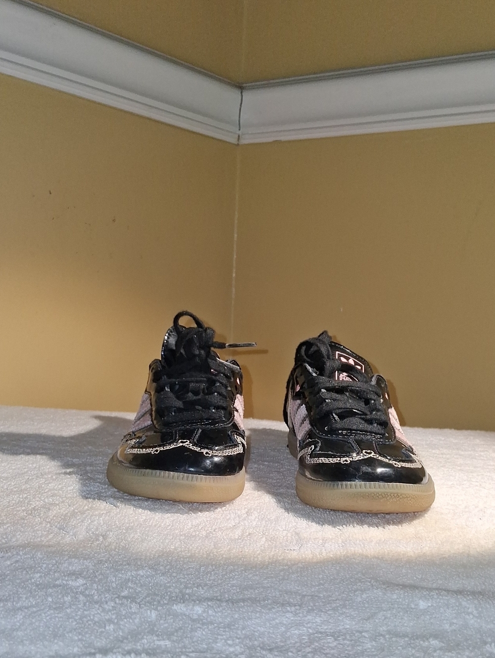 adidas Kids Black and Pink Low-Top Sneakers with Gum Outsole